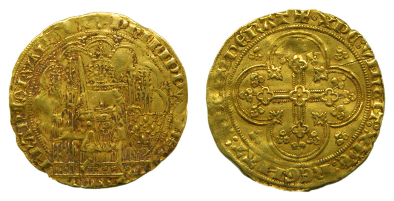 FRANCIA. Felipe VI. (1328-1350). Ecu a la Chaise. (Dup. 249) (Fr-270). 4,47 gr. ...