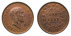 SARAWAK. 1930 H. 1 Cent. (KM#18). Bronce. Charles V. Brooke.
MBC+
