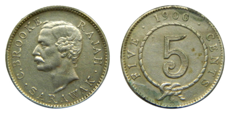 SARAWAK. 1900 H. 5 Cents. (KM#8). C. Brooke Rajah.
MBC