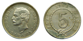 SARAWAK. 1900 H. 5 Cents. (KM#8). C. Brooke Rajah.
MBC