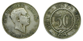 SARAWAK. 1927 H. 50 Cents. (KM#19). Ar. 500. Charles V. Brooke. Manchitas.
MBC
