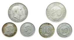 SARAWAK. Lote 3 monedas. 10 Cents 1913 H, 10 cents 1915 H y 20 cents 1927 H. (KM#9, 17a). AR.
MBC