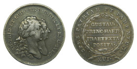 SUECIA / SWEDEN. Adolf Fredrik Hild. Silver medal to Crown Prince Gustaf's coming of age, 1762. "Gustaf Princ Haer Praetexta Posita", 16,27 gr AR. 33 ...