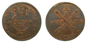 SUECIA / SWEDEN. Karl XIV Johan (1818-44) Estocolmo. 1/4 Skilling. 1820. (KM#595).
MBC+
