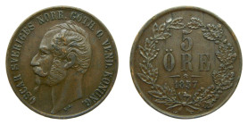 SUECIA / SWEDEN. 1857. 5 Ore. Oscar I ( 1844-1859). (KM#690).
MBC