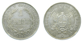 URUGUAY. 1895. 1 Peso. 25 gr. AR. (KM#17a).
MBC