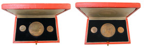 1969. Estuche con 3 medallas en cobre, 5 pesetas 1869. (sólo 500 unidades). 20 céntimos 1869 y 1870.
SC