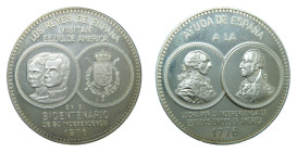 Medalla Juan Carlos I & Sofía. 1976. Visitan EEUU de América. Bicentenario de la independencia. 99,71 gr AR. Ø 55 mm.
SC