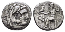 KINGS of MACEDON. Alexander III The Great.(336-323 BC).Lampsakos.Drachm.

Obv : Head of Herakles right, wearing lion skin.

Rev : AΛΕΞΑΝΔΡΟΥ.
Zeus sea...