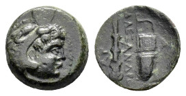 KINGS of MACEDON. Alexander III The Great.(336-323 BC).Uncertain mint in Western Asia Minor.Ae.

Obv : Head of Herakles right, wearing lion skin.

Rev...