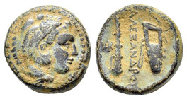 KINGS of MACEDON. Alexander III 'the Great' (336-323 BC).Uncertain mint in Western Asia Minor.Ae.

Obv : Head of Herakles right, wearing lion skin.

R...