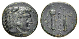 KINGS of MACEDON. Alexander III The Great.(336-323 BC).Tarsos.Ae.

Obv : Head of Herakles right, wearing lion's skin. Control: Kerykeion to right.

Re...