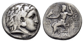 KINGS of MACEDON. Philip III Arrhidaios.(323-317 BC).Kolophon. Drachm.

Obv : Head of Herakles right, wearing lion skin.

Rev : ΦΙΛΙΠΠΟΥ.
Zeus seated ...