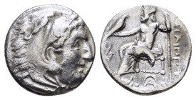 KINGS of MACEDON. Philip III Arrhidaios.(323-317 BC).Lampsakos. Drachm.

Obv : Head of Herakles right, wearing lion skin.

Rev : ΦIΛIΠΠOY.
Zeus seated...
