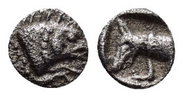 ASIA MINOR.Uncertain.(Circa 5th century BC).).Obol.

Obv : Head od boar right.

Rev : Head of hound left.

Condition : Darkly toned.Good very fi...