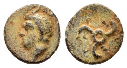 DYNASTS of LYCIA. Perikles.(Circa 380-360 BC). Ae.

Obv : Horned head of Pan left.

Rev : Triskeles.

SNG Aulock 4257-4258.

Condition : Very fine.

W...