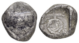 CYPRUS. Salamis. Uncertain king (Circa 5th century BC). Stater.

Obv : Recumbent ram left; Cypriot legend above and below.

Rev : Ankh; Cypriot legend...