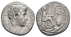 SELEUCIS & PIERIA. Antioch. Augustus.(27 BC-14 AD). Tetradrachm.

Obv: KAIΣAPOΣ ΣEBAΣTOV.
Laureate head right.

Rev: NIKHΣ ETOVΣ.
Tyche seated right o...