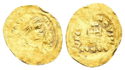 PHOCAS.(602-610).Constantinople.Tremissis.

Obv : δ N FOCAS P P AV.
Diademed, draped and cuirassed bust right.

Rev : VICTORI FOCAS AVG / CONOB.
Cross...