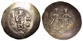 MANUEL I COMNENUS.(1143-1180).Constantinople. EL Aspron Trachy.

Obv : IC - XC.
Christ Pantokrator standing facing on daïs; star to left and right.

R...
