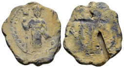 BYZANTINE LEAD SEAL.(Circa 7th-11th Century).Pb.

Weight : 23.7 gr
Diameter : 30 mm