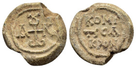 BYZANTINE LEAD SEAL.(Circa 7th-11th Century).Pb.

Weight : 9.5 gr
Diameter : 23 mm