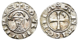 CRUSADERS.Antioch.Bohemund III.(1163-1201).BI Denier.

Obv : +BOAMVNDVS.
Profile bust with star right.

Rev : +ANTIOCHIA.
Small cross with crescent in...
