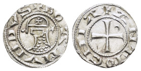 CRUSADERS.Antioch.Bohemund III.(1163-1201).BI Denier.

Obv : +BOAMVNDVS.
Profile bust with star right.

Rev : +ANTIOCHIA.
Small cross with crescent in...