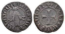 ARMENIA. Gosdantin I.(1298-1299).Sis. Ae Kardez.

Obv : Godstantin standing facing, holding sword and cross.

Rev : Cross pattée over short saltire cr...