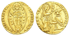 ITALY. Venice. Andrea Dandulo.(1343-1354).Ducat.

Obv : ANDR DANDVLO S M VENETI DVX.
St. Marco standing right, presenting banner to kneeling doge.

Re...