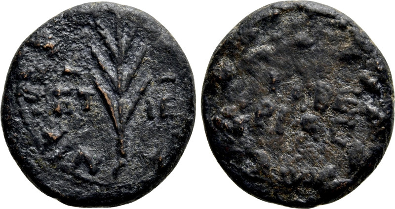 JUDAEA. Tiberias. Agrippa II (Circa 50-100 CE). Ae. Dated RY 15 (AD 69/70). 

...