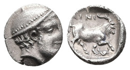 Thrace, Ainos. AR Diobol, 1.13 g 12.03 mm. Circa 408-406 BC. 
Obv: Head of Hermes right wearing petasos.
Rev: AINI,Goat standing right; crab below rai...