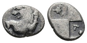 Thrace, Chersonesos. AR Hemidrachm, 2.08 g 14.22 mm. Circa 386-338 BC.
Obv: Forepart of lion right, head reverted.
Rev: Quadripartite incuse square wi...