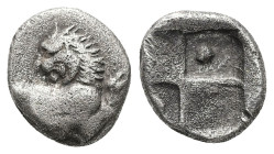 Thrace, Chersonesos. AR Hemidrachm, 2.15 g 13.38 mm. Circa 386-338 BC. 
Obv: Forepart of lion right, head left.
Rev: Quadripartite incuse square, with...