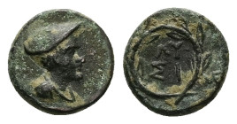 Thrace, Lysimacheia. AE, 1.02 g - 9.97 mm. Circa 3rd-2nd centuries BC.
Obv: Bust of Hermes right, wearing petasos.
Rev: ΛY / ΣI, Legend in two lines...