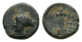 Thrace, Sestos. AE, 1.40 g - 10.79 mm. Circa 3rd Century BC.
Obv: Female head left, hair in a sphendone.
Rev: ΣH, herm facing.
Ref: Fritze, Sestos....