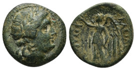 Galatian Kings of Thrace, Kavaros. Ae, 6.28 g 20.44 mm. 230/25-218 BC. Kabyle.
Obv: Laureate head of Apollo right.
Rev: BAΣIΛEΩΣ KAYAPOY, Nike advanci...