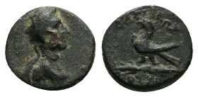 Kings of Thrace, Odrysian. Kotys IV. Ae, 1.54 g 12.45 mm. Circa 171-167 BC.
Obv.: Bustright.
Rev.: ΒΑΣΙΛΕΟΣ ΚΟΤΥΟΣ; Eagle standing left on thunderbo...