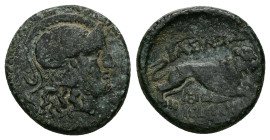 Kings of Thrace (Macedonian). Lysimacheia. Lysimachos. Ae, 5.43 g 18.95 mm. 305-281 BC.
Obv: Helmeted head of Athena right.
Rev: ΒΑΣΙΛΕΩΣ / ΛΥΣΙΜΑΧ[ΟΥ...