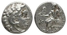 Kings of Macedon, Alexander III 'the Great'. AR Drachm, 4.27 g 17.31 mm. Circa 336-323 BC. Magnesia ad Maeandrum.
Obv: Head of Herakles right, wearing...