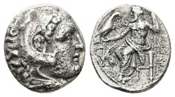 Kings of Macedon, Alexander III 'the Great'. AR Drachm, 3.92 g 16.51 mm. 336-323 BC. Teos.
Obv: Head of Herakles right, wearing lion skin.
Rev: [AΛΕΞΑ...