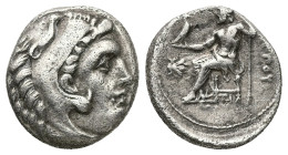 Kings of Macedon, Philip III Arrhidaios, AR Drachm, 3.98 g 17.48 mm. 323-317 BC. Sardes.
Obv: Head of Herakles right, wearing lion skin.
Rev: [ΦΙΛΙ]ΠΠ...