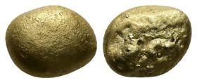 Asia Minor, Uncertain mint. 6th century BC. Gold Ingot, 5.73 g 12.42 mm
Smooth flattened upper surface, textured convex lower surface. 
Ref: For some ...