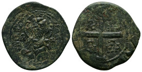 Nicephorus Basilacius, usurper. 1078 AD. AE, Follis. 9.31 g. 30.97 mm. Uncertain mint. Thrace or Macedon, probably Thessalonica.
Obv: IC-XC, nimbus bu...