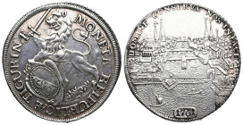 Switzerland. Zurich. AR, Thaler. 1648-1798 AD. 27.49 g. 40.34 mm. Zurich. 1761.
Obv: MONETA REIPUBLICÆ TIGURINÆ. Oval arms of Zurich in baroque frame,...