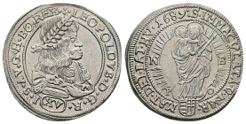 Hungary. Leopold I, 1677-1705 AD. AR, 15 Kreuzer. 7.22 g. 30.15 mm.
Obv: LEOPOLDVS D G R (XV) I S AV G H BO REX. Smaller laureate young portrait look...