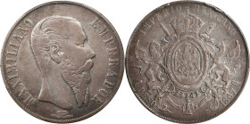 MEXICO. Peso, 1867-Mo. Mexico City Mint. Maximilian I. PCGS VF-35.
KM-388.1. A wholesome and original example, with good details preserved and nice g...