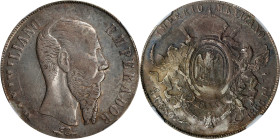 MEXICO. Peso, 1866-Pi. San Luis Potosi Mint. Maximilian I. NGC EF-40.
KM-388.2. The current example of the ever-popular Maximillian Peso has even wea...