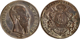 MEXICO. Peso, 1866-Pi. San Luis Potosi Mint. Maximilian I. PCGS Genuine--Cleaned, VF Details.
KM-388.2. An enticing one-year type, this circulated ex...