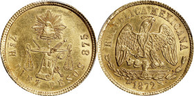 MEXICO. 10 Pesos, 1872-Zs H. Zacatecas Mint. PCGS MS-62.
Fr-138; KM-413.9. Tied with just three other specimens for the top spot in the PCGS census, ...